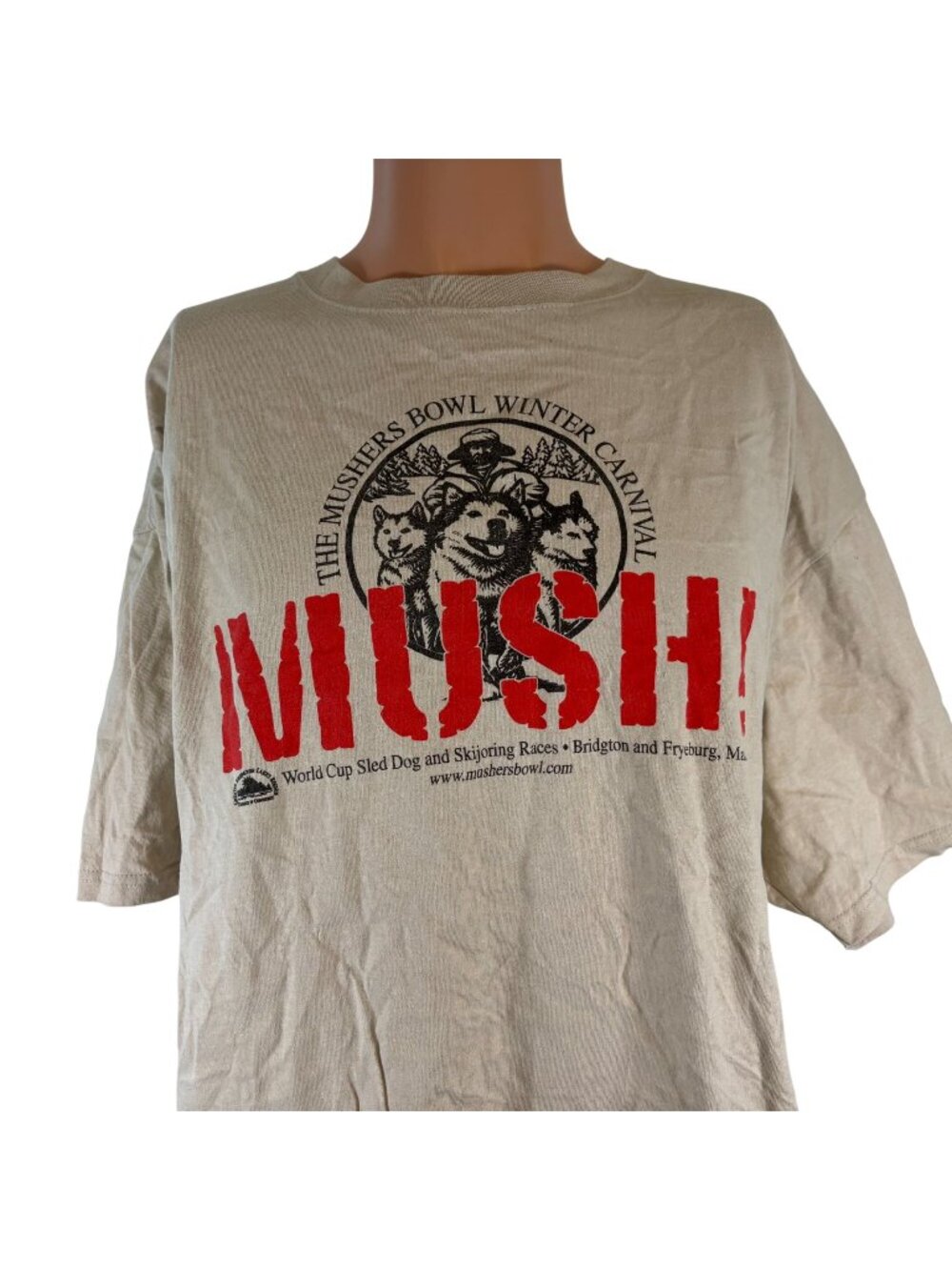 Vintage Mushers Bowl T Shirt Mens Size 2XL Dog Sled Race Maine Brown
